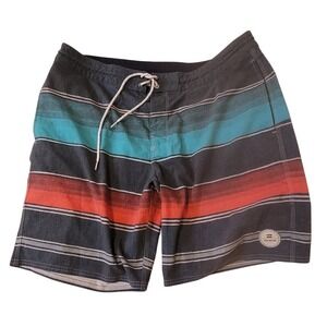 Billabong Recycler Mens Striped Board Shorts Charcoal Teal Orange M104ASBP 34